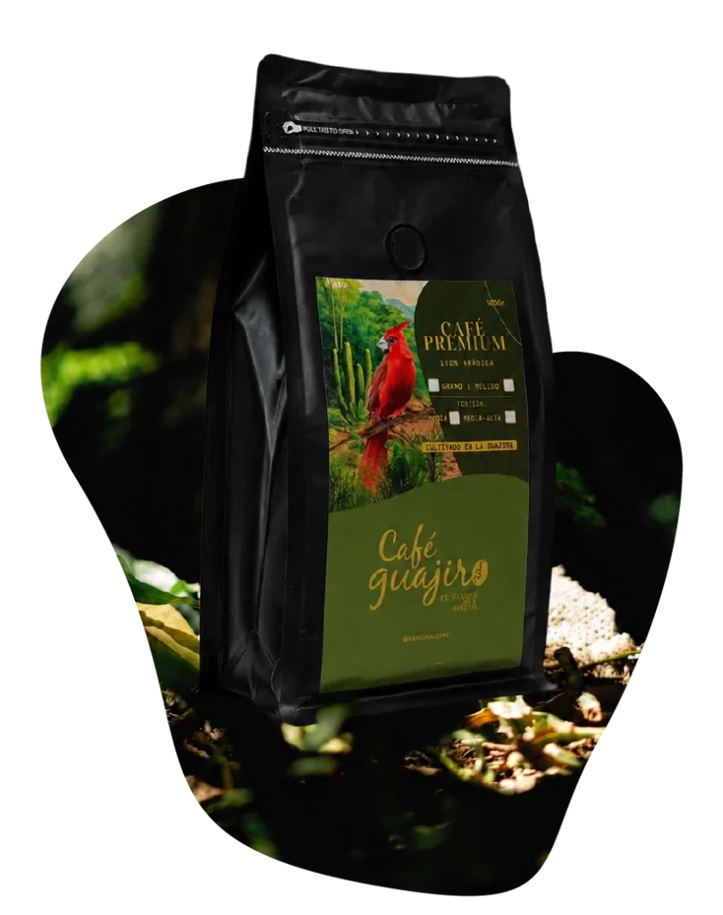 Café Guajiro, bolsa de café especial de La Guajira con cardenal guajiro